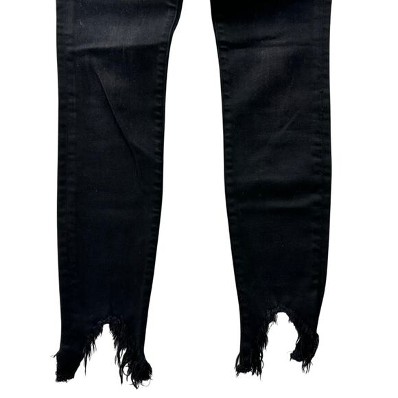 Frame Denim Le High Skinny Stiletto Raw Hem Size 25 Black Fish High Rise - Picture 4 of 7